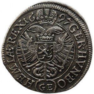 Leopold I. 1657-1705, 3 krejcar 1697 GE Praha - Egeger