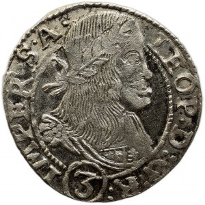 Leopold I. 1657-1705, 3 krejcar 1667 Kutná Hora - Hackl