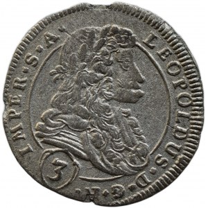 Leopold I. 1657-1705, 3 krejcar 1705 BW Kutná Hora - Wonsiedler