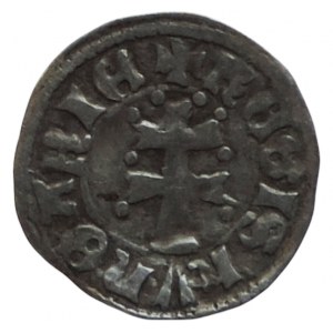 Louis of Anjou 1342-1382, denarius head of Saracen/double cross, Huszár 547