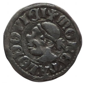 Louis of Anjou 1342-1382, denarius head of Saracen/double cross, Huszár 547