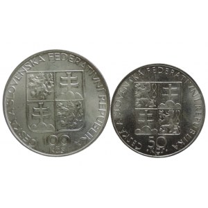 100 Kč 1993 Břevnov + 50 Kč 1990 sv. Anežka