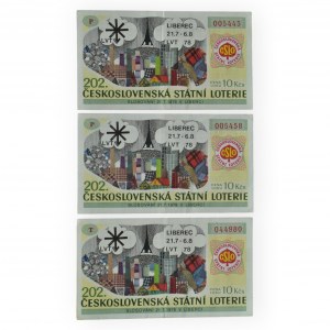 Czechoslovakia, Czechoslovak State Lottery Liberec, lot 10 CZK 5445, 5458, 44980