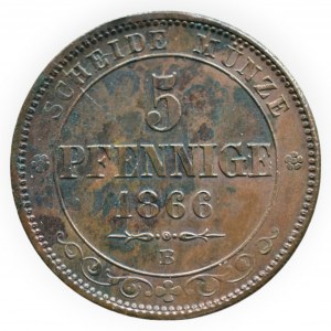 Sasko, Johann 1854-1873, 5 pfennig 1866 B
