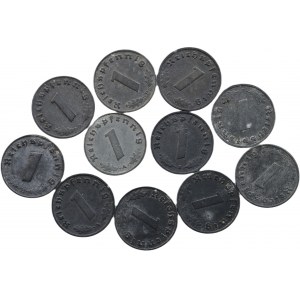 Německo III. Říše, 1 pfennig 1940 A, 1941 B, E, A, B, E, J, 1943 A, D, E, 1944 B