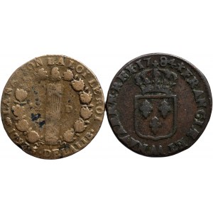Francie, Ludvík XVI. 1774-1793, 1 sol 1784 AA Méty, 12 deniers 1793 A Paříž