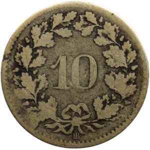 Švýcarsko, 10 rappen 1851 BB