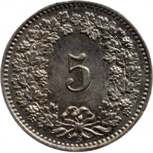 Švýcarsko, 5 rappen 1885 B