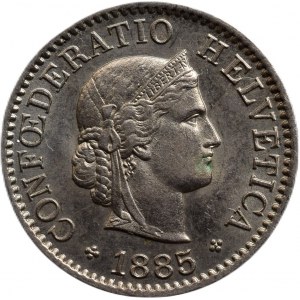 Švýcarsko, 5 rappen 1885 B