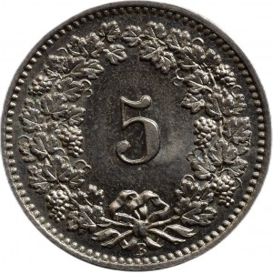 Švýcarsko, 5 rappen 1888 B
