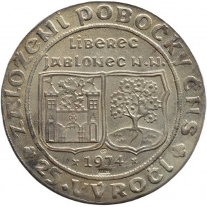 Přibyl, ČNS Liberec -Jablonec - 25. výročí pobočky-lev, Ag 900, 2.5g, 27mm, patina