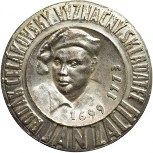 Šajn J., Jan Zach, hudební skladatel (1699 - 1713) 1949 - poprsí mírně zleva, opisy / stromek, dva znaky, opis, Sign., postř. Al, 40mm