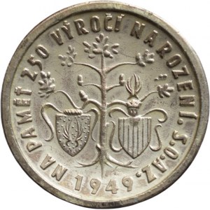 Šajn J., Jan Zach, hudební skladatel (1699 - 1713) 1949 - poprsí mírně zleva, opisy / stromek, dva znaky, opis, Sign., postř. Al, 40mm