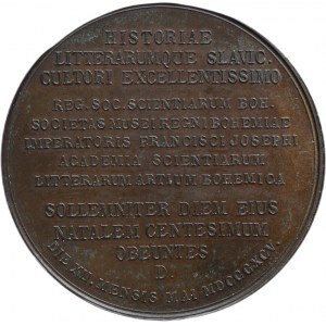Šantrůček V., Pavel Josef Šafařík - 100.výročí narození 1895 - poprsí zleva, opis / třináctiřádkový nápis s životop. daty, Sign., bronz 57mm