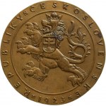 Šejnost, Winners in Army Races - large medal 1923 - standing soldier with rifle and wreath, copy / small state emblem, copy, Signed, patin.bronze 55 mm, only 365 pcs.