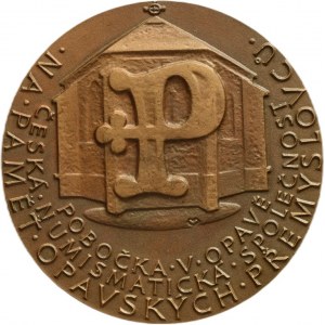 Vitanovský, Přemek Opavský (1365-1433) 1985 - stoj. kníže s mečem a praporcem, budovy, opis / monogram, kaple svatého Kříže, opisy, Sign., bronz 60mm