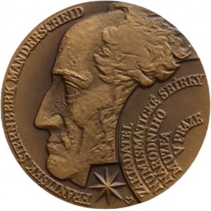 Vitanovský, František Šternberk Manderscheid 1991 - hlava zleva, hvězda, písmo / budova Národního muzea, nápisy, Sign., patinovaný bronz 60 mm