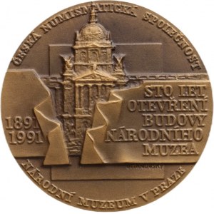 Vitanovský, František Šternberk Manderscheid 1991 - hlava zleva, hvězda, písmo / budova Národního muzea, nápisy, Sign., patinovaný bronz 60 mm