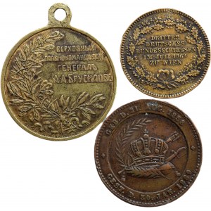 FJI 1848-1916, Rudolf Franz Karl Josef - rakouský korunní princ, úmrtní medaile 1889, odstrněné ouško, hrany + spolkové střelby 1868, odstraněné ouško + blíže neurčená