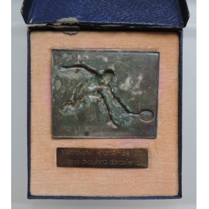 Kroměříž, sign. Karel Otáhal, Kromeriz Tennis Championships 1951, II. prize singles juniors, AE 63x51mm, etue torn, Hurdálek-Suchomel not stated