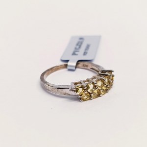 Silver ring with natural Ceylon scapolites and diamonds
