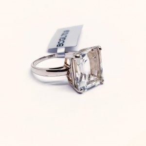 Silver ring with natural white fluorite