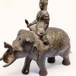 Figure of the god Indra on an elephant, handmade, India
