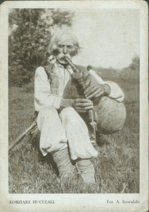 1 HUCULSZCZYZNA - Hutsul Kobziarz, Photo by A. Kowalski,Nakł. Tow. Przyjaciół Huculszczzny, sepia print, ca. 1935