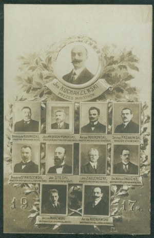 19 WARSAW - Prime Minister Jan Kucharzewski with the government (7. XII. 1917 - 27. II. 1918) appointed by the REGENCY COUNCIL photo. sepia,