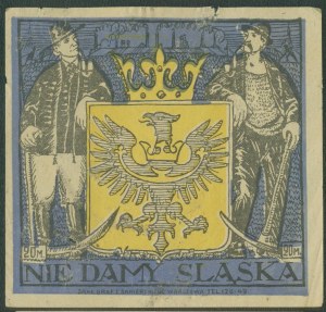 1 QUESTARIAN EYEWALL STICKER - We don't give Silesia, 20 M., 10 x 11 cm, czb. print, no., yellow., paper, Zakł. Graf. Z. Sakierski, Warsaw