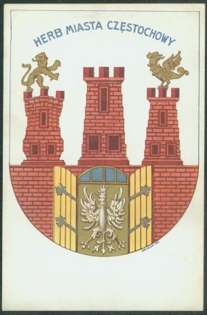CZĘSTOCHOWA - The coat of arms of the city, Nakł. Bci Rzepkowicz, Warsaw, coll. print, ca. 1910