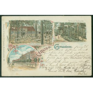 GRUDZIĄDZ - Graudenz, Schützenhaus, StadtwaldeVer. Getreidemarkt, Ver. Jul. Gaebel's Bh. Graudenz, lit. kol., 1898