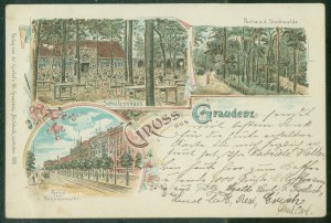 GRUDZIEDZ - Graudenz, Schützenhaus, StadtwaldeVer. Getreidemarkt, Ver. Jul. Gaebel's Bh. Graudenz, lit. col., 1898