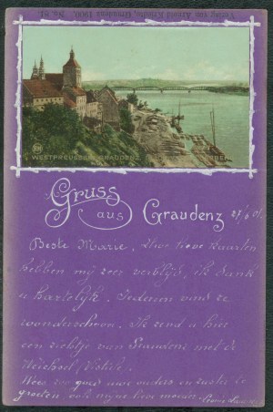 GRUDZIEDZ - Graudenz, Blick v. Schlossberg, Graudenz, Ph. M. lit. col., ca. 1900
