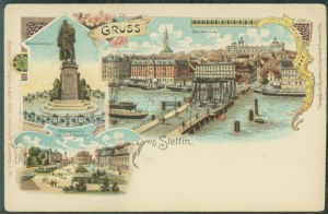 SZCZECIN - Stettin, Loewedenkmal, Baumbrücke, Königsplatz, 3842 Rosenblatt., letter col., ca. 1900,