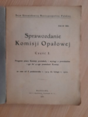 Report of the Fuel Commission. Part I, Program of work of the Commission, proto-curricula and excerpts from the proto-curricula of the 1st to 42nd meetings of the Commission for the time from October 8, r. 1919 to February 1920.