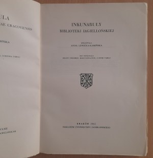 Lewicka-Kamińska Anna (oprac.): Inkunabuły Biblioteki Jagiellońskiej