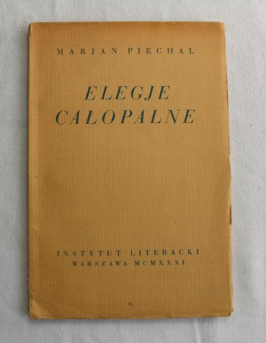 Piechal, Elegies of the Burial, Warsaw 1931, dedication by the author