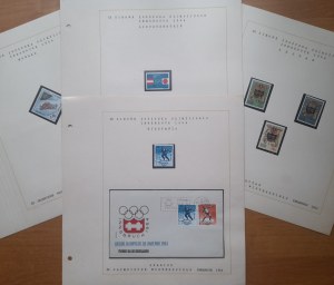 Set of 91 stamp exhibition boards p.t.Winter Olympics of Olipia