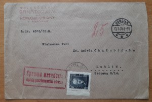 Kościan-Lublin.Official letter dated 21.05.1935 with surcharge stamp Fi D 91