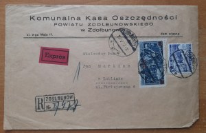 Zdolbanow - Lublin.Envelope from an official letter sent by Express on 22.05.1937 to Lublin.