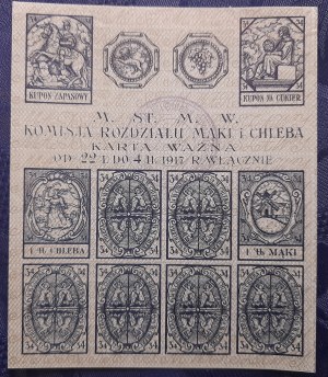 Warsaw.Food vouchers for bread and flour valid from 22 I to 4 II 1917 inclusive.