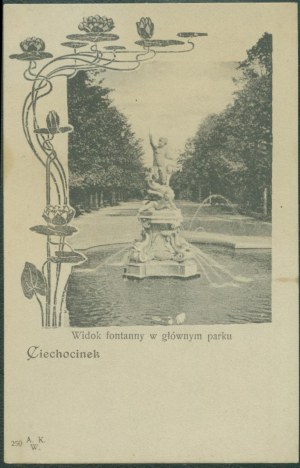 1 CIECHOCINEK - View of the fountain in the main park, 250 Nakł. A.K.W., st. czb., ca. 1900