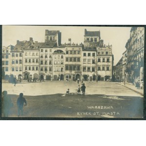 23 WARSZAWA - Rynek St. Miasta, B. Paszkowski, Krak. Przedm. 1, Warszawa, fot. sepia, ok. 1920,