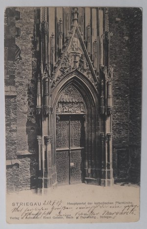 Strzelin Striegau.(Main portal to the parish church).