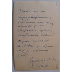 Jan Machulski - autograf 1961 r.
