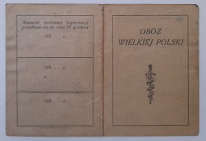 Legitimation card of the Great Poland Camp in the name of Bodwiek Mieczyslaw