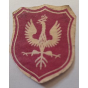 Znaczek kwestarski biały orzeł na czerwonym tle