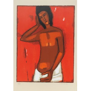 Jerzy Nowosielski (1923 Kraków - 2011 tamże), Akt na czerwonym tle, 1999