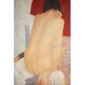 Iwo Zaniewski (b. 1956 Warsaw), Girl with a red background, 1990